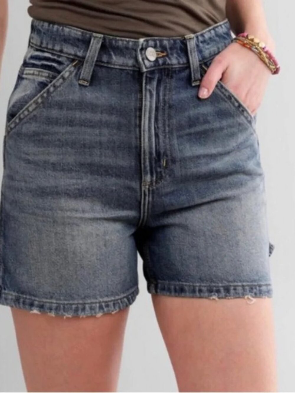 Lee Vintage Modern High Rise Denim Carpenter Shorts Size 25